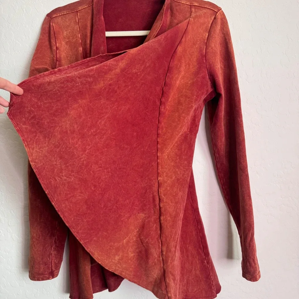 Testimony Los Angeles Rust Mineral Wash French‎ Terry Waterfall Cardigan Small